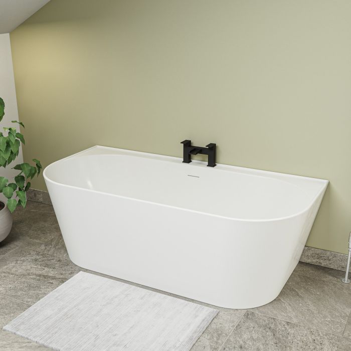Landro Modern Back To Wall Freestanding Bath, 1500 (L) x 700 (W)